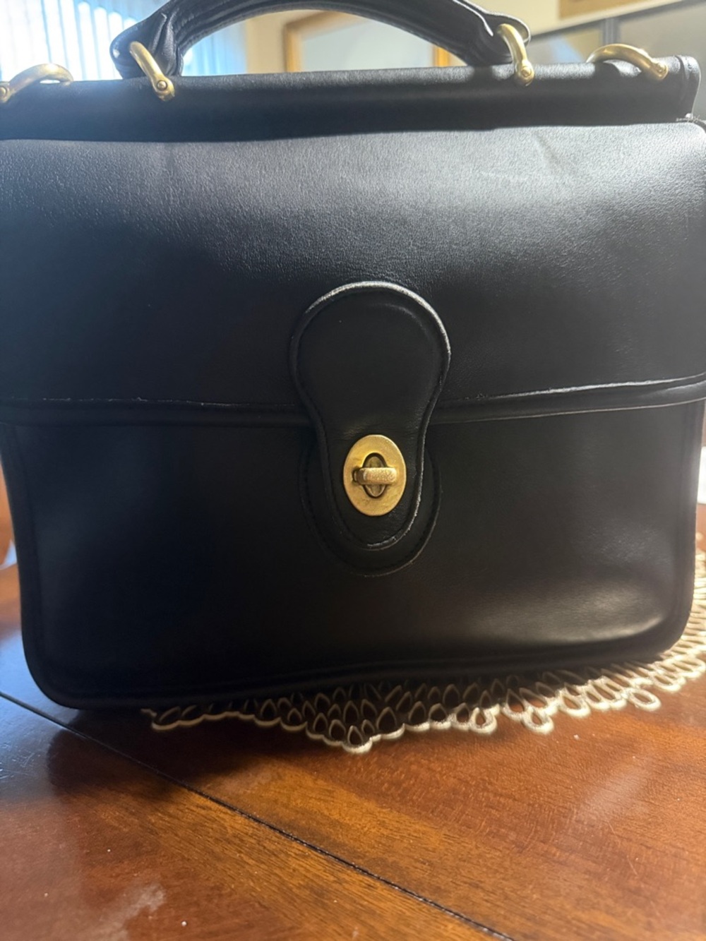 Coach Black Leather Top-Handle Satchel
